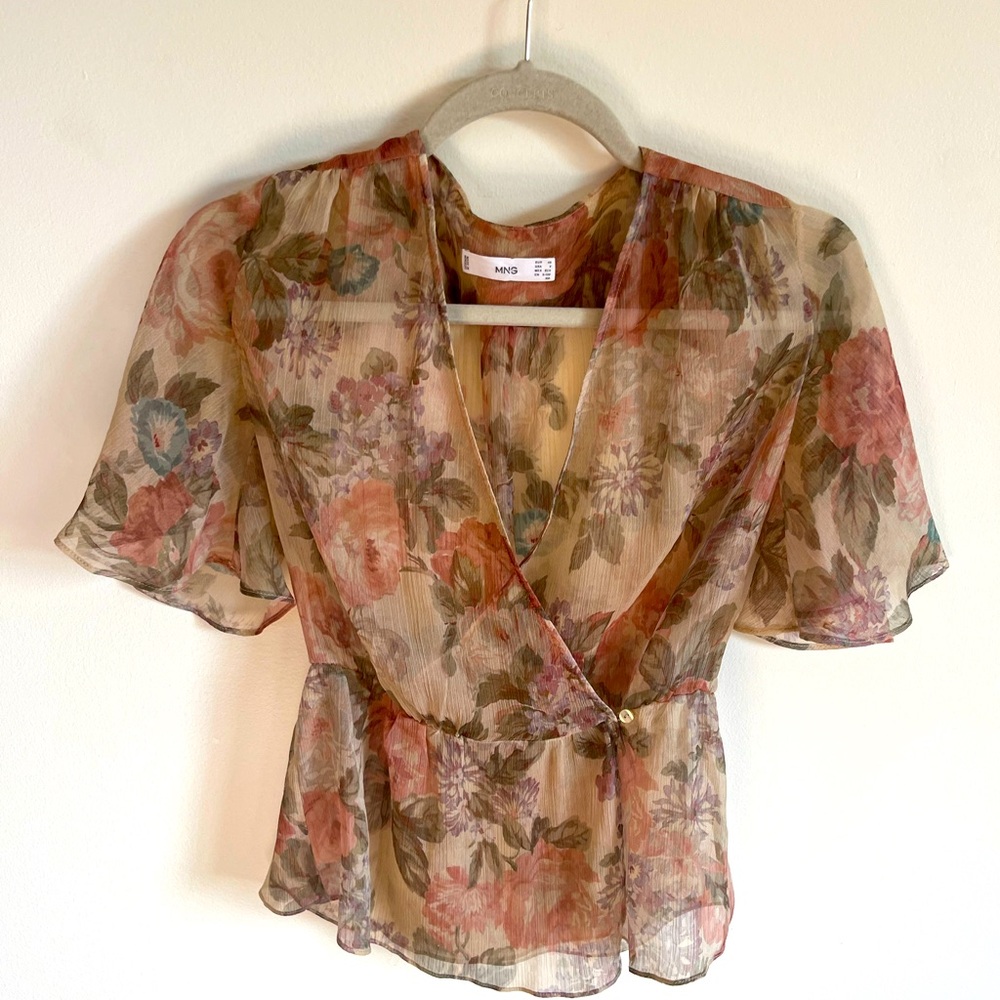 Mango Floral Peplum Top